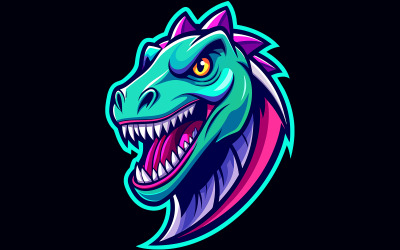Fütüristik T rex Baş Maskot Logosu Tutarlı Çizgi