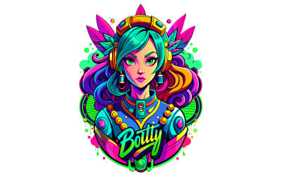 Girl Botty Graffiti Design tele élénk színekkel a (5)
