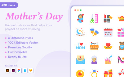 Ícone de linha colorida do Dia das Mães