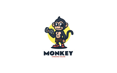 Logo de dessin animé de mascotte d&amp;#39;haltères de singe