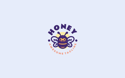 Logotipo de desenho animado da mascote da abelha mel
