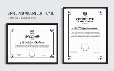 Plantilla de certificado simple y moderna
