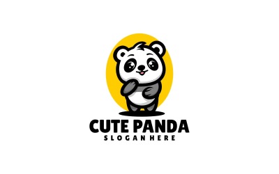 Sevimli Panda Maskot Karikatür Logosu