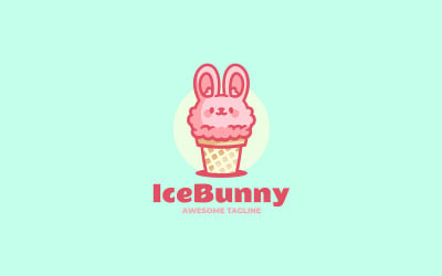 Ice Bunny Mascot Cartoon Logo