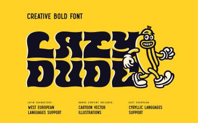 Lazy Dude - Vet lettertype en illustraties