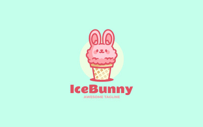 Logo de dessin animé de mascotte de lapin de glace
