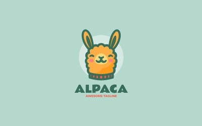 Logotipo de desenho animado da mascote da alpaca 1