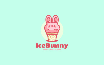 Logotipo de dibujos animados de mascota de conejito de hielo