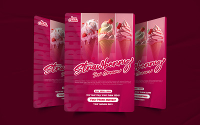 Professional Strawberry Ice Cream Professional Restaurant Menu Template