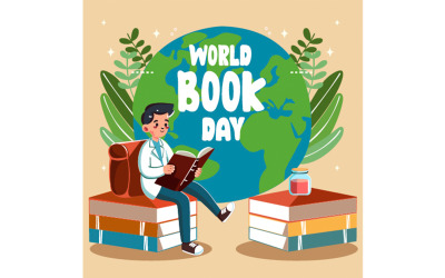 Flat World Book Day Illustration