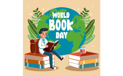 Ilustración plana del día mundial del libro