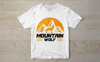 Modello di disegno della maglietta del lupo di montagna