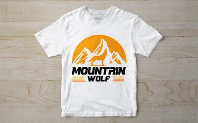 Mountain Wolf T-shirt Design Template