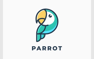 Logo maskotki kreskówki ptaka papuga