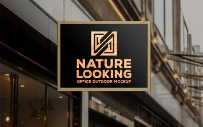 Hanging sign Board Mockup_store front billboard mockup