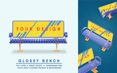 Glossy Bench Mockup I Easy Editable