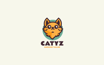Katze, einfaches Maskottchen-Logo, Stil 3