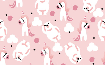 Modello senza cuciture orso e unicorno