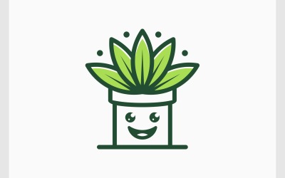 Logo del vaso da fiori felice della pianta in vaso