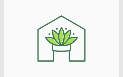 Logo ikony doniczki z rośliną doniczkową