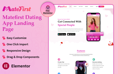 Page de destination de l&amp;#39;application de rencontres Matefirst