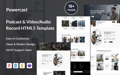 Pawercast - Podcast &amp;amp; Video Audio Record Shop HTML5-mall