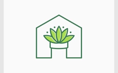 Zimmerpflanzen-Blumentopf-Symbol-Logo