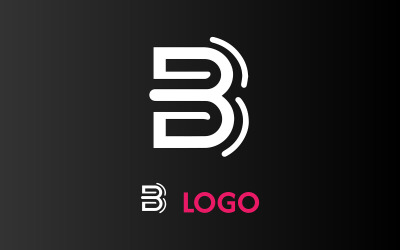 B letter Blue White Logo Template