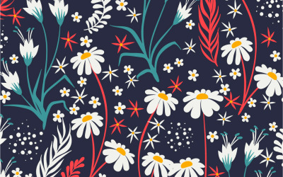 Chamomile Field Floral Seamless Patterns