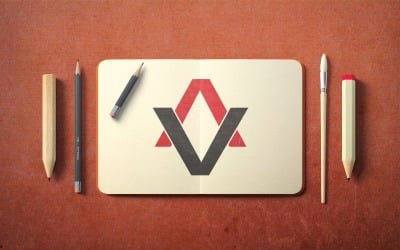Design inicial do modelo de logotipo da letra AV