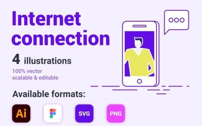 Internet connection set of illustrations