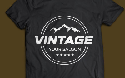 Modelo de design de camiseta com logotipo vintage