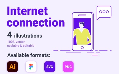 Reihe von Illustrationen zur Internetverbindung