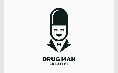 Drug Pill Capsule Man Logo