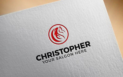 C Letters Logotyp - C Horse Logotyp - Christopher Letters Logo Design Tamplete