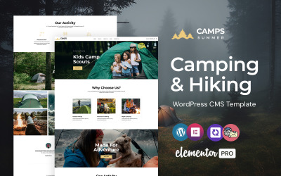 Campi: tema WordPress Elementor per campeggio, escursionismo e avventura
