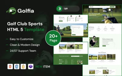 Golfia – Modèle HTML5 de sports et de parcours de club de golf