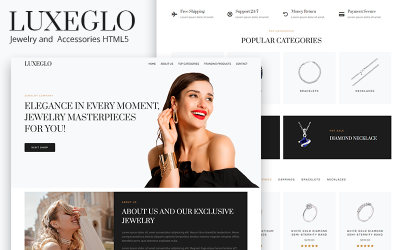 Luxeglo - Цільова сторінка HTML5 для ювелірних виробів та аксесуарів