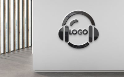 Fejhallgató Music Beat logó, Sound Wave fejhallgató logó sablon
