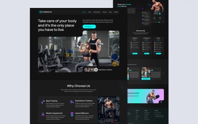 Design da página inicial de fitness