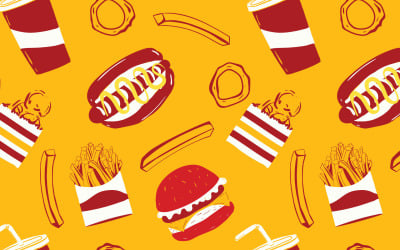Fast Food Dikişsiz Desen ve Grafik Öğesi