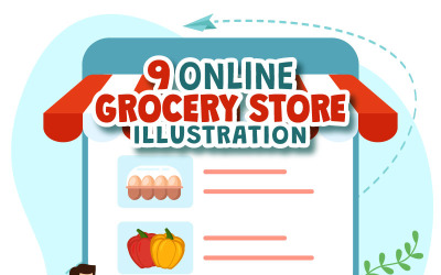 9 Illustrazione del negozio di alimentari online