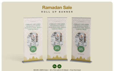 Banner enrollable de venta de Ramadán