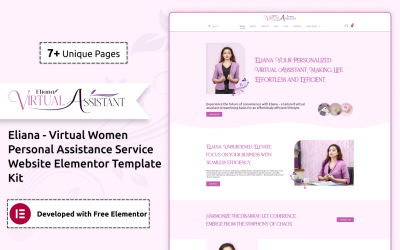 Kit de modèles WordPress Elementor d’assistance virtuelle Eliana Women