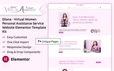 Kit de modèles WordPress Elementor d’assistance virtuelle Eliana Women