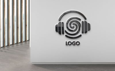 Kulaklık müzik eğlence logo tasarım şablonu