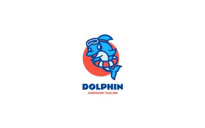 Logotipo de desenho animado da mascote do golfinho 3