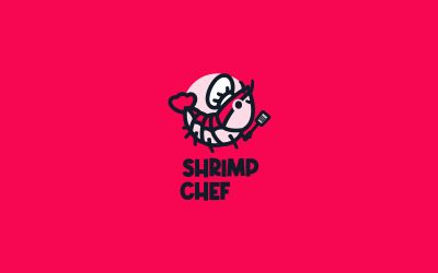 Logotipo de dibujos animados de mascota de chef de camarones