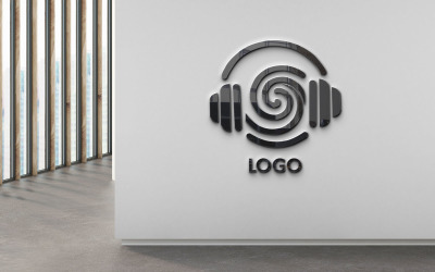 Modèle de conception de logo de divertissement musical pour casque