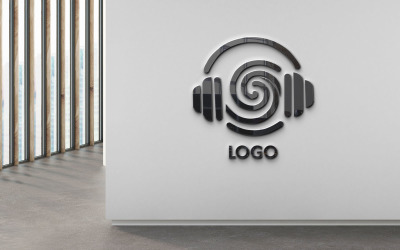 Modelo de design de logotipo de entretenimento musical para fones de ouvido